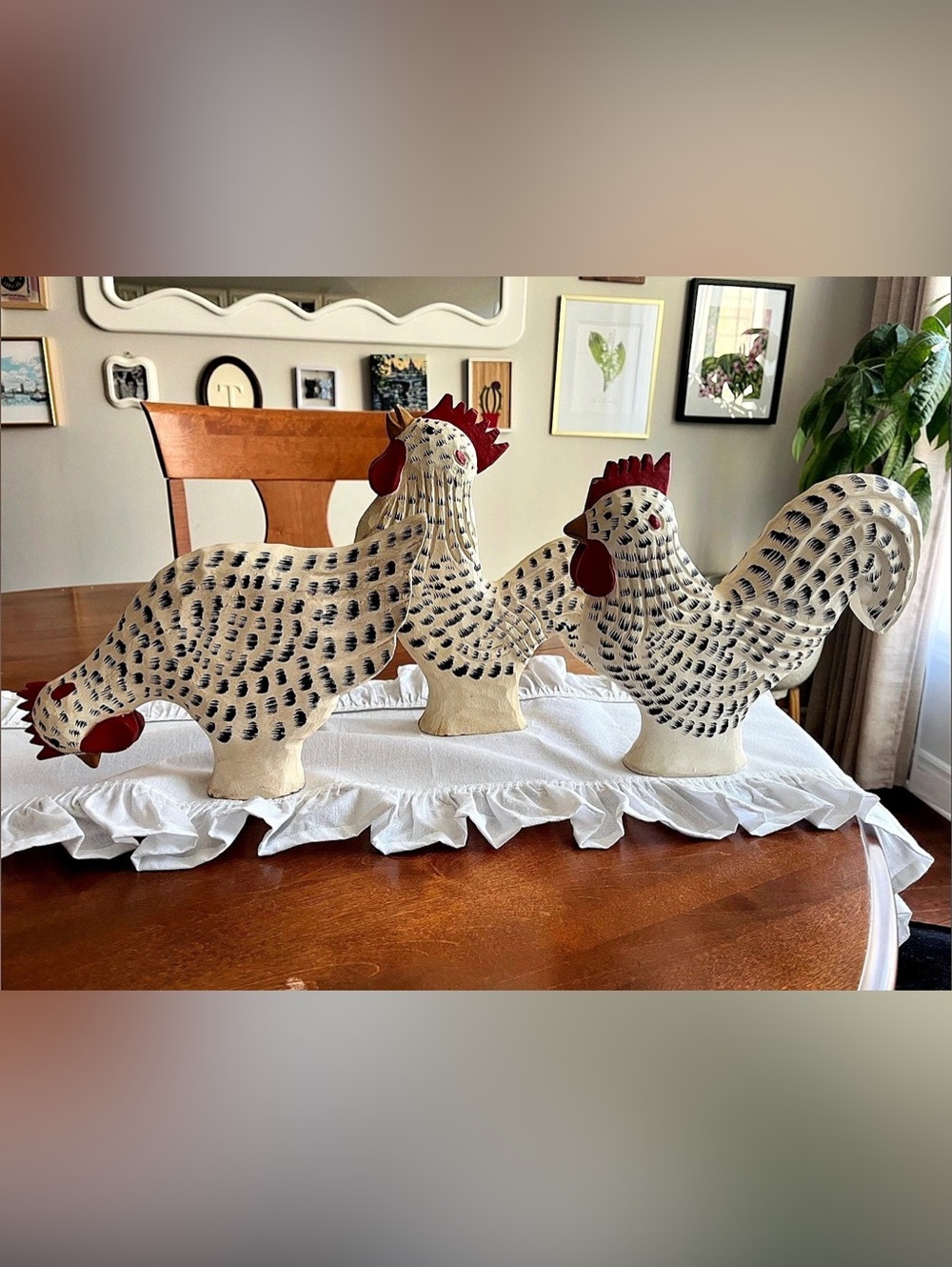 James Haddon Hand-Carved Wooden Rooster Set of 3
